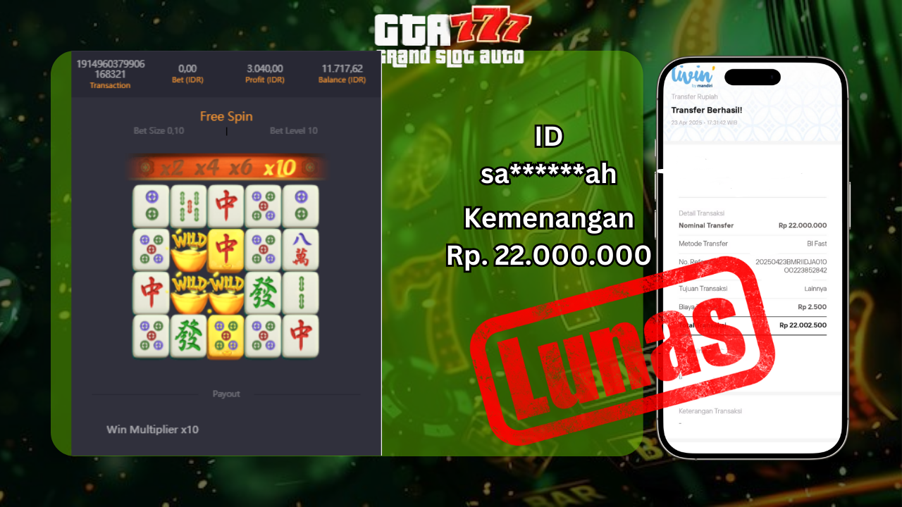 Kemenangan Mahjong Ways Hingga 22 Juta GTA777
