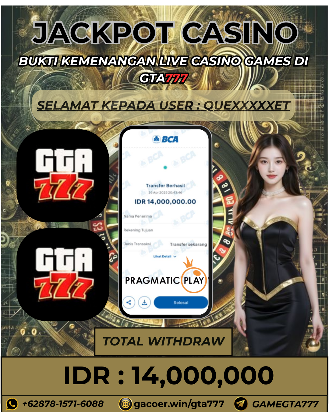 Kemenangan Roullete Hingga 14 Juta GTA777