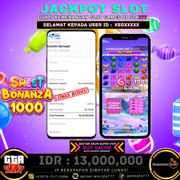 Kemenangan Sweet Bonanza 1000 Hingga 13 Juta