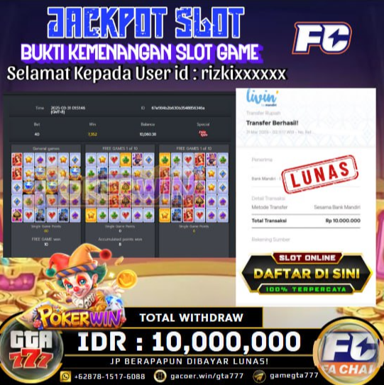 Kemenangan Poker Win Hingga 10 Juta