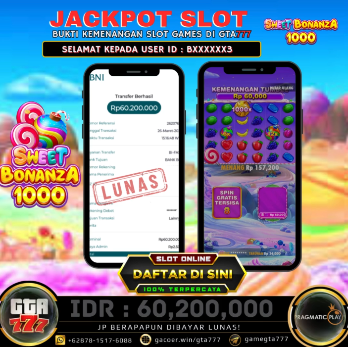 Kemenangan Sweet Bonanza 1000 Hingga 60 Juta