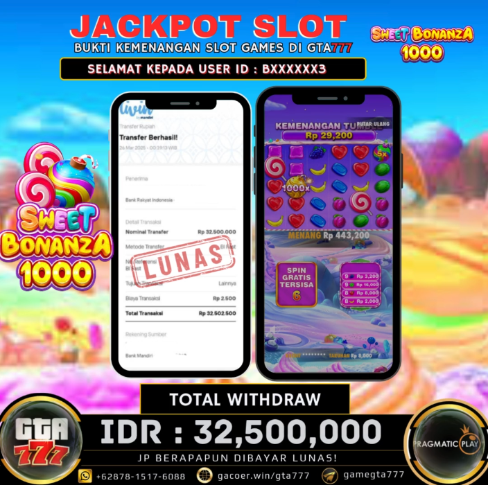 Kemenangan Sweet Bonanza 1000 Hingga 32,5 Juta