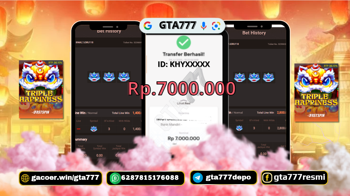 BUKTI KEMENANGAN MEMBER JACKPOT RP. 7 JUTA