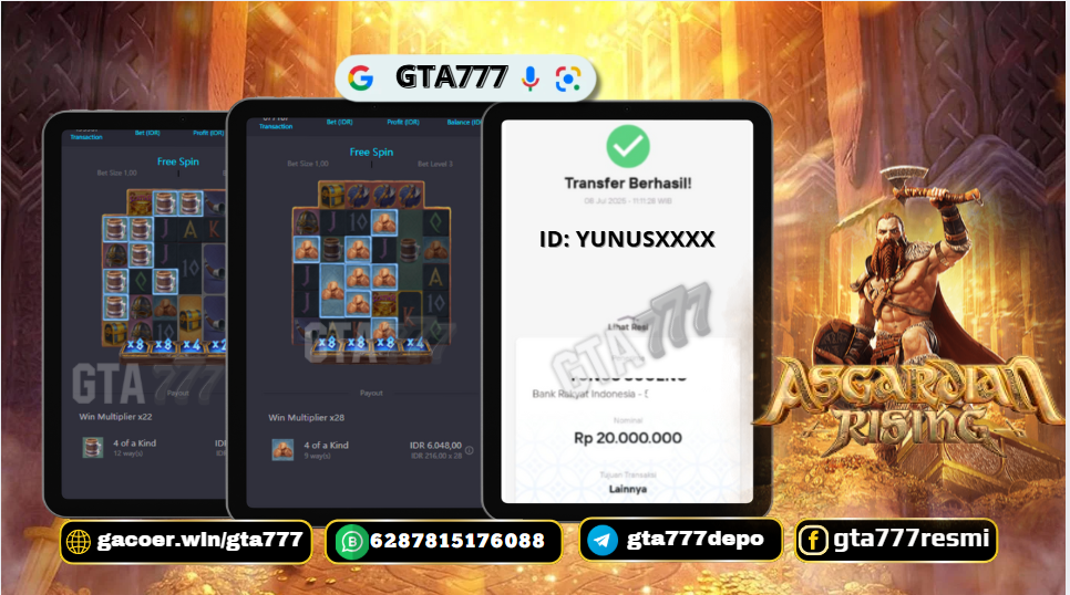 BUKTI KEMENANGAN MEMBER JACKPOT RP. 20 JUTA