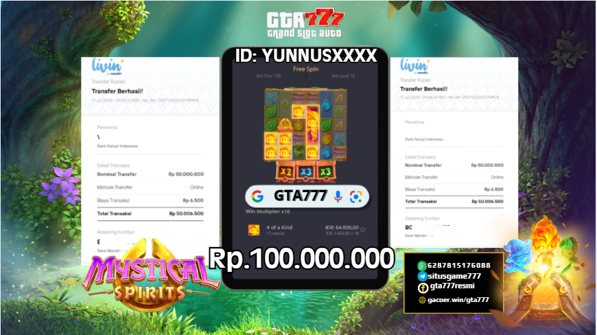 BUKTI KEMENANGAN MEMBER JACKPOT RP. 100 JUTA
