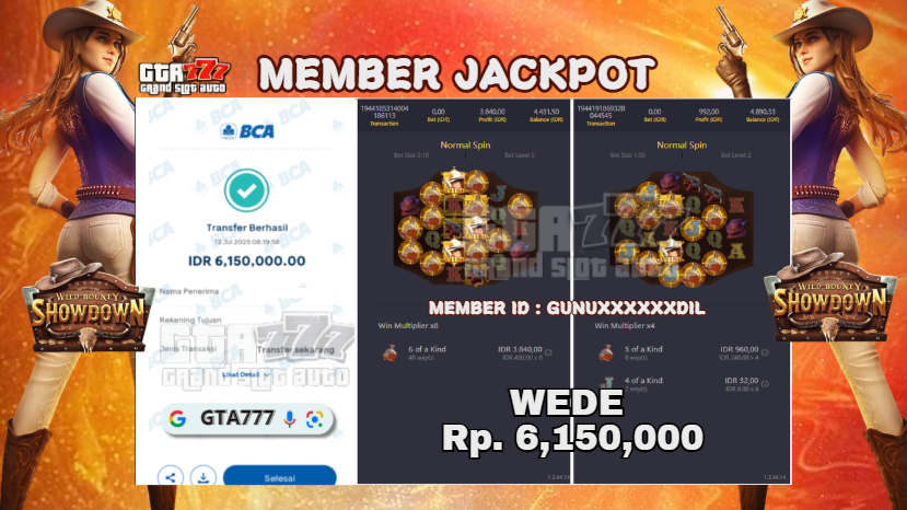 PANEN CUAN MEMBER DARI GTA777 - PG SOFT - WEDE 6,1JUTA