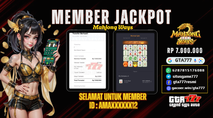 BUKTI KEMENANGAN MEMBER JACKPOT RP. 7 JUTA