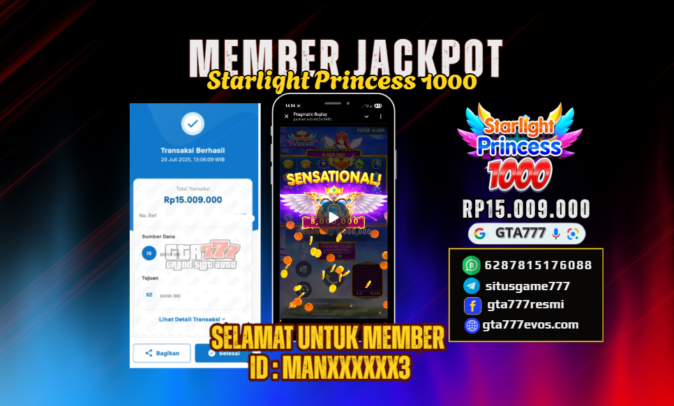 BUKTI KEMENANGAN MEMBER JACKPOT RP. 15 JUTA