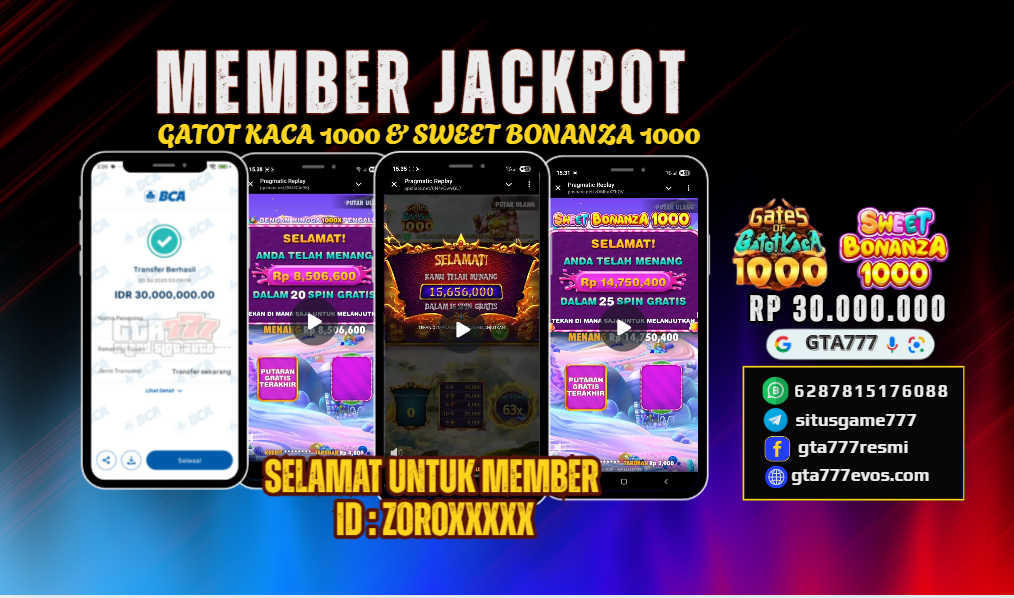 BUKTI KEMENANGAN MEMBER JACKPOT RP. 30 JUTA