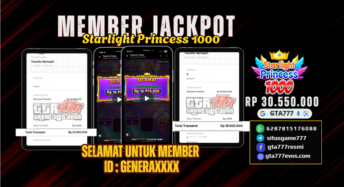 BUKTI KEMENANGAN MEMBER JACKPOT RP. 30 JUTA