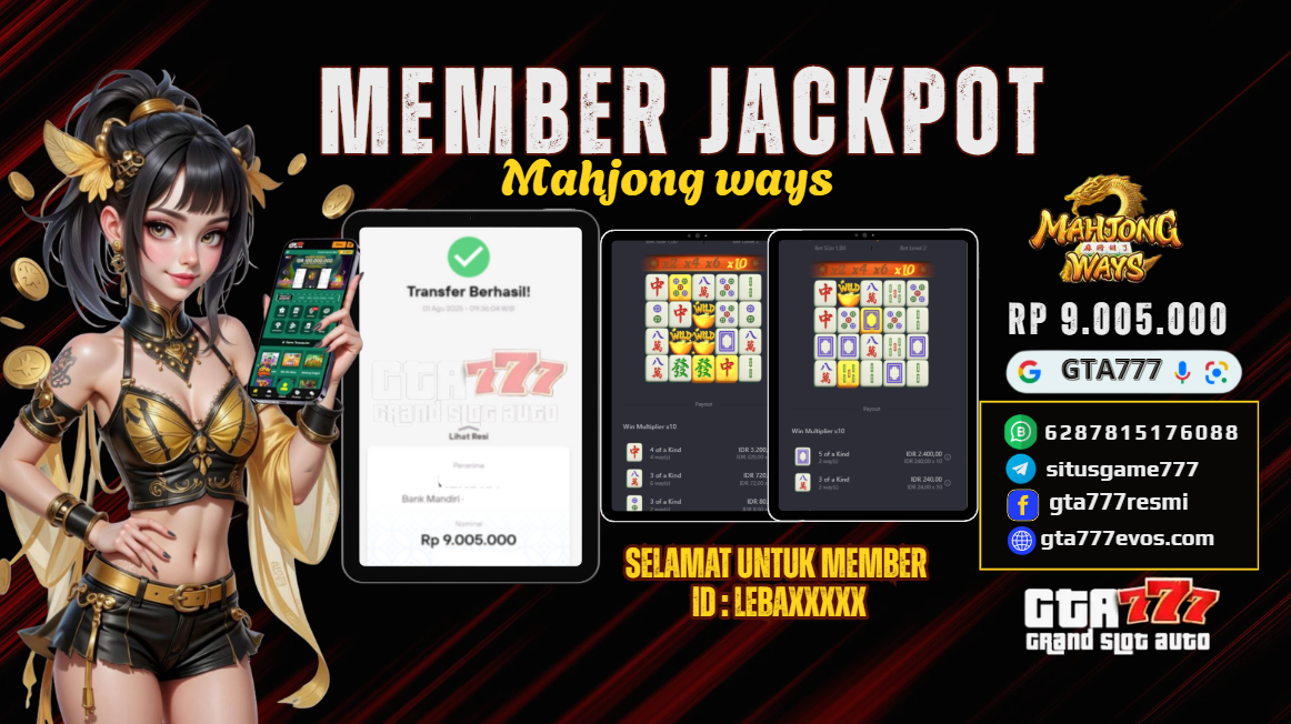 BUKTI KEMENANGAN MEMBER JACKPOT RP. 9 JUTA