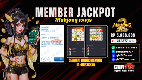 BUKTI KEMENANGAN MEMBER JACKPOT RP. 5 JUTA di Game PG SOFT