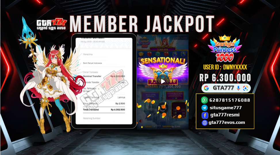 BUKTI KEMENANGAN MEMBER JACKPOT RP. 6.300.000 [ Pragmatic ]
