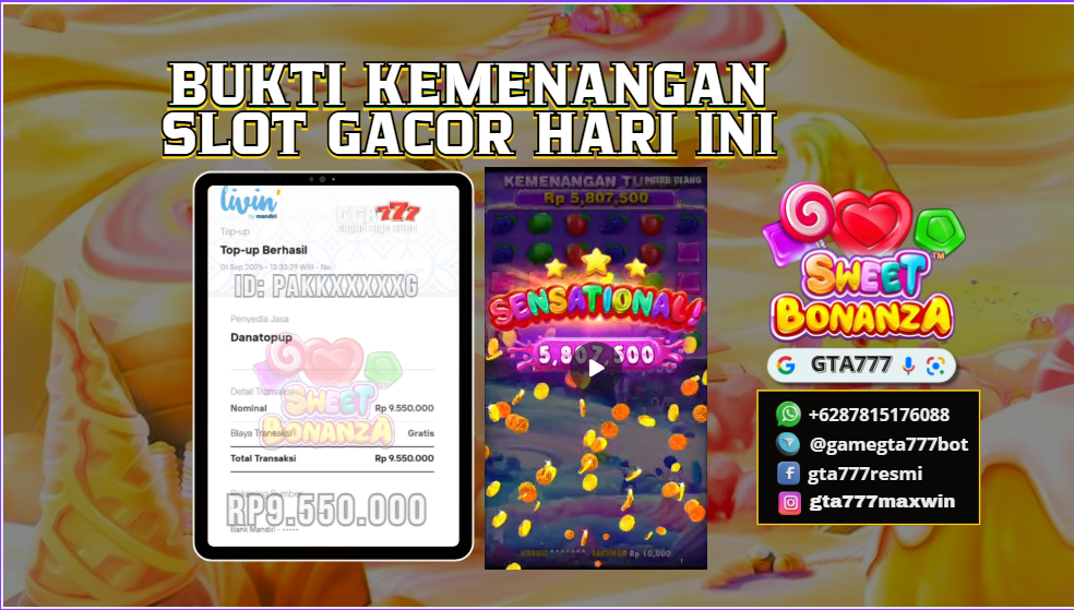 BUKTI KEMENANGAN MEMBER JACKPOT RP. 9,5 JUTA - PRAGMATIC PLAY