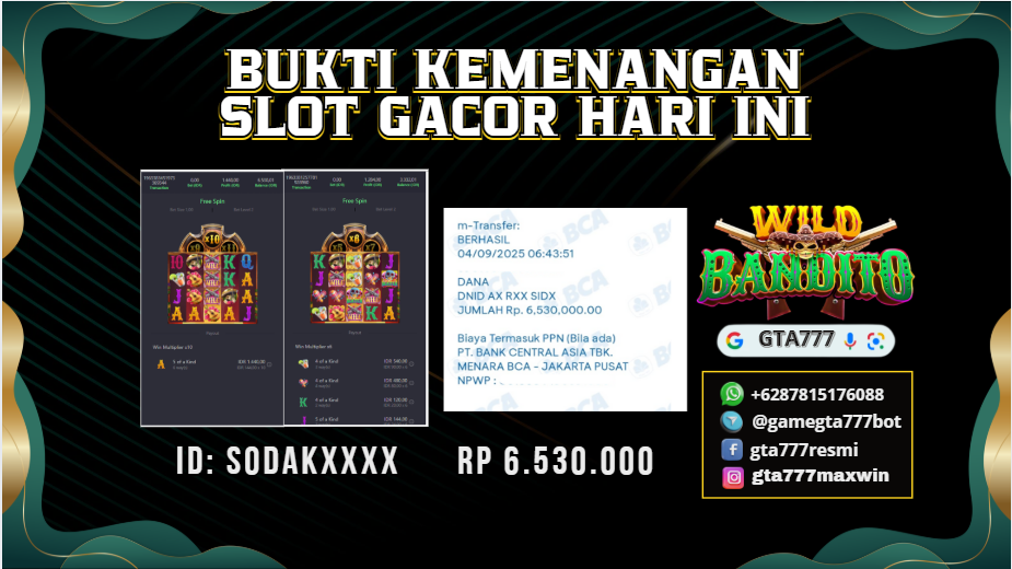 BUKTI KEMENANGAN MEMBER JACKPOT RP. 6 JUTA