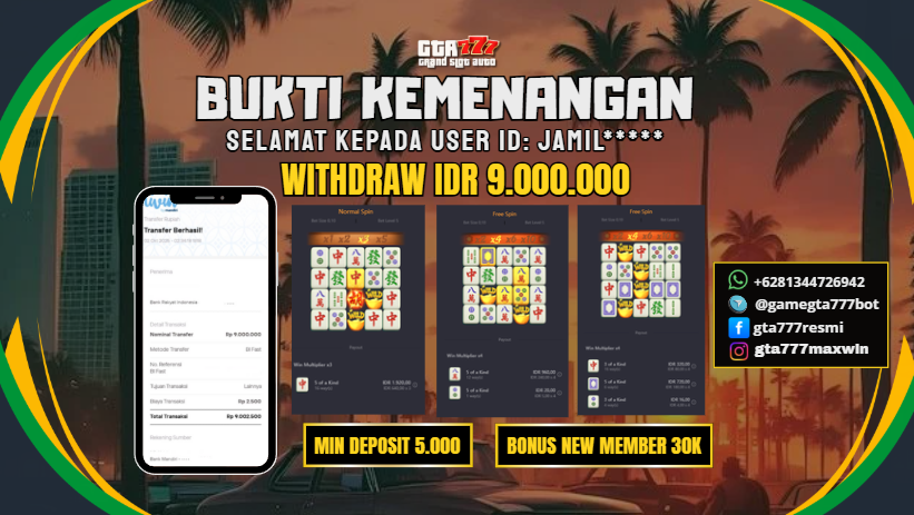 BUKTI KEMENANGAN MEMBER JACKPOT RP. 9 JUTA