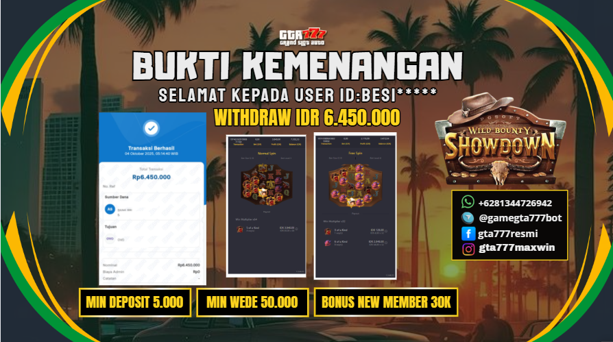 BUKTI KEMENANGAN MEMBER JACKPOT RP. 6,45 JUTA