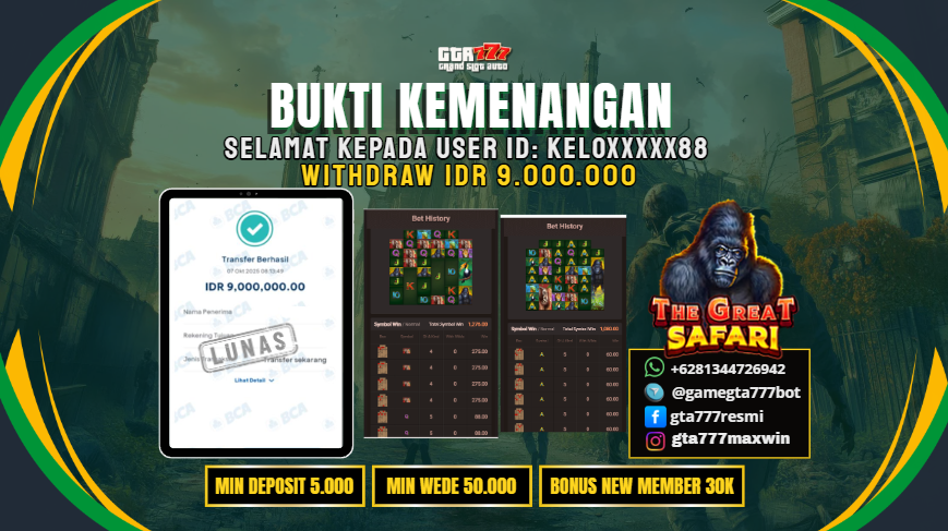 BUKTI KEMENANGAN MEMBER JACKPOT RP. 9 JUTA - FASTSPIN