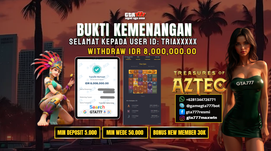BUKTI KEMENANGAN MEMBER JACKPOT RP. 8 JUTA