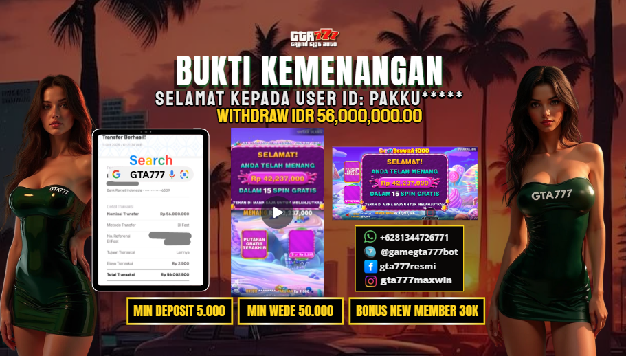 BUKTI KEMENANGAN MEMBER JACKPOT RP. 56 JUTA