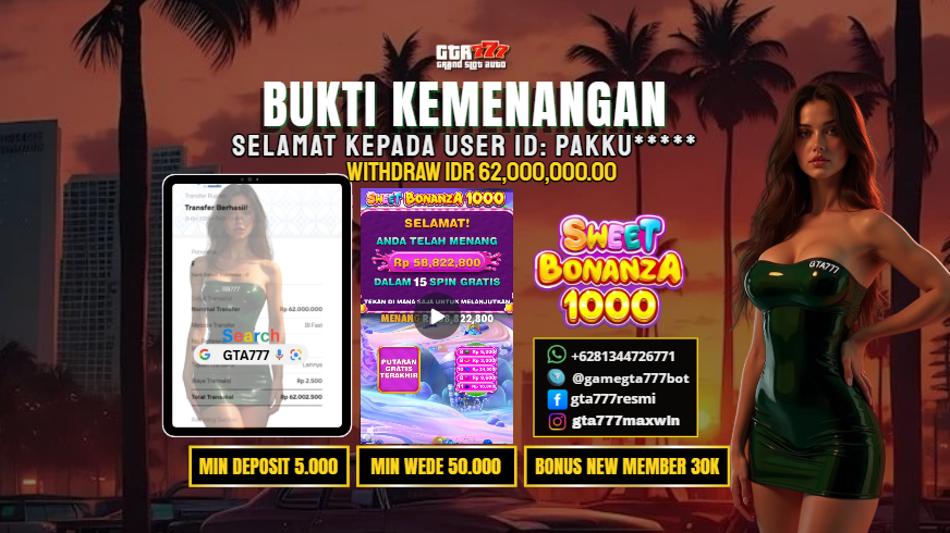 BUKTI KEMENANGAN MEMBER JACKPOT RP. 62 JUTA
