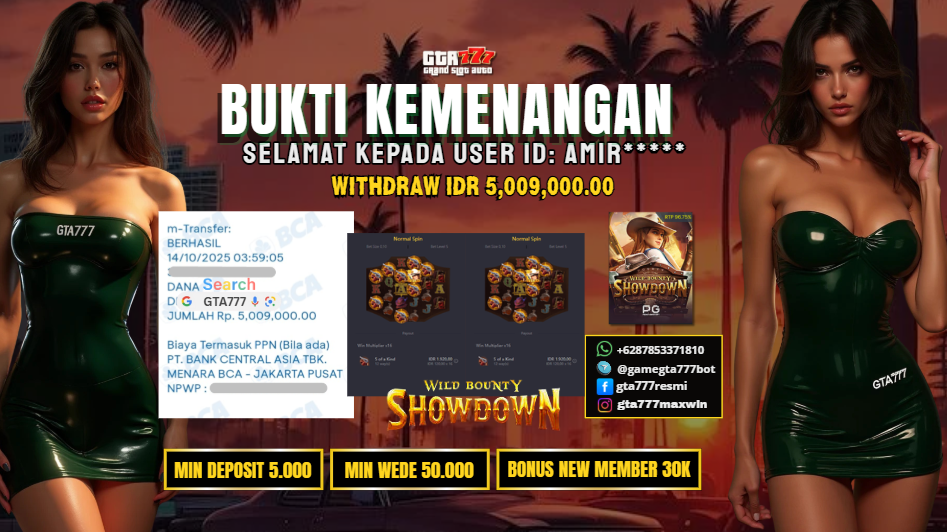 BUKTI KEMENANGAN MEMBER JACKPOT RP. 5 JUTA