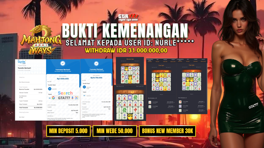 BUKTI KEMENANGAN MEMBER JACKPOT RP. 31 JUTA