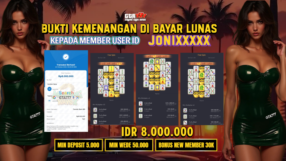 BUKTI KEMENANGAN MEMBER JACKPOT RP. 8 JUTA