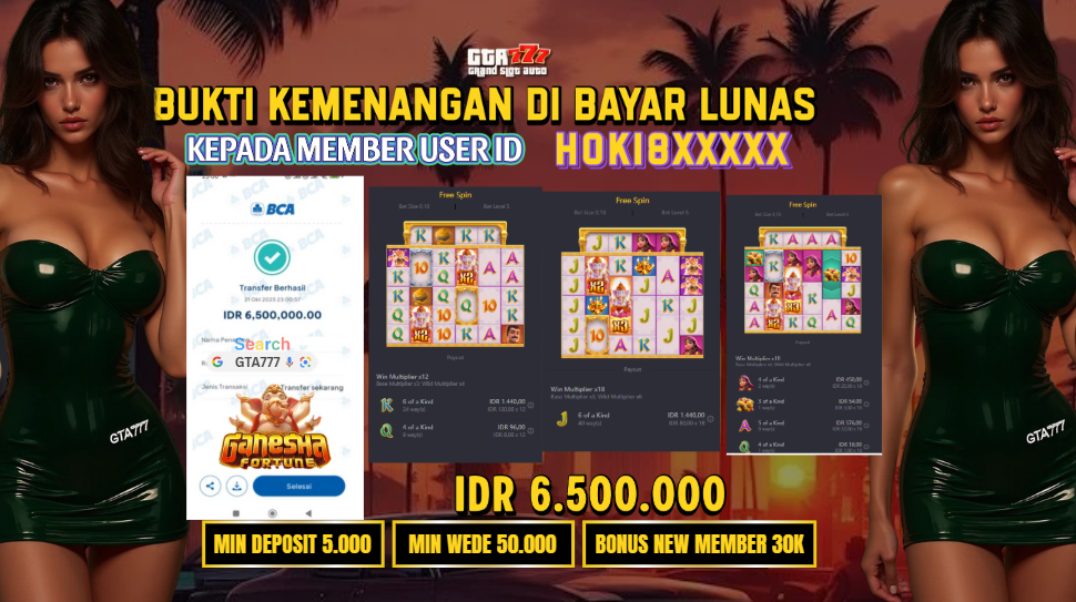 BUKTI KEMENANGAN MEMBER JACKPOT RP. 6,5 JUTA
